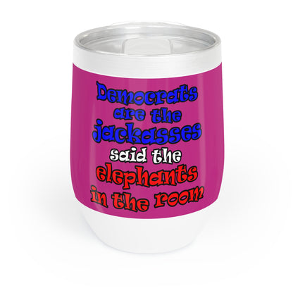 donkeys and elephants - Chill Wine Tumbler (pink)