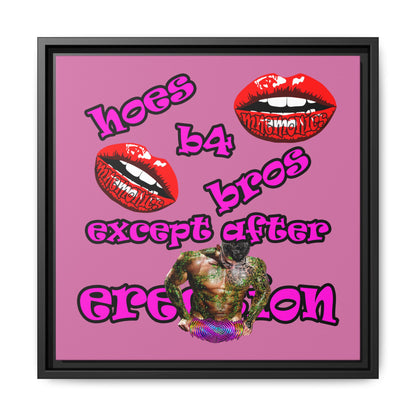 hoes b4 bros - framed canvas art (light pink)