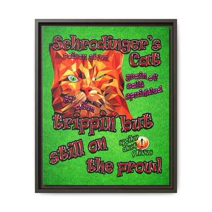 schrodinger's cat - framed canvas art (green turf)
