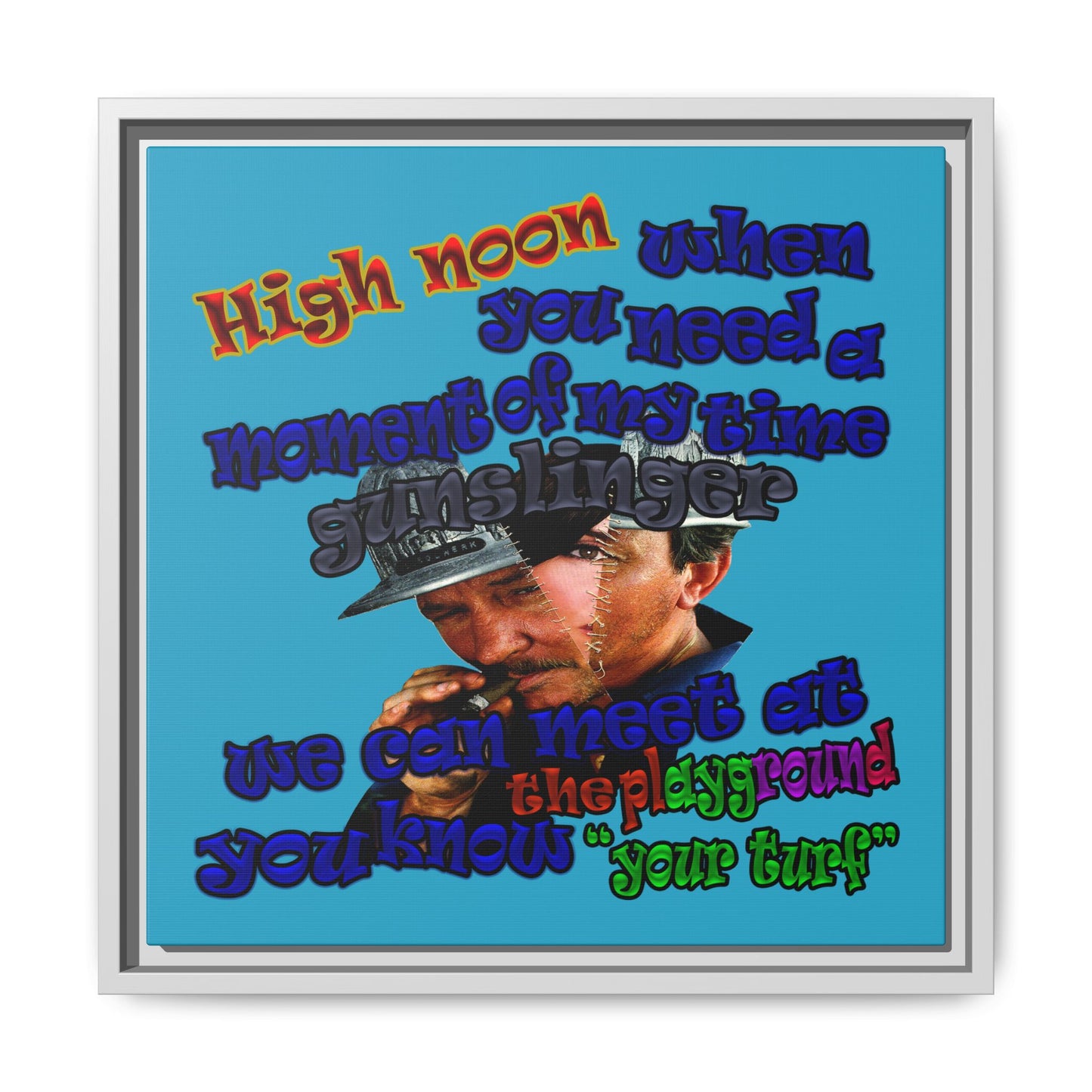 high noon - framed canvas art (turquoise)