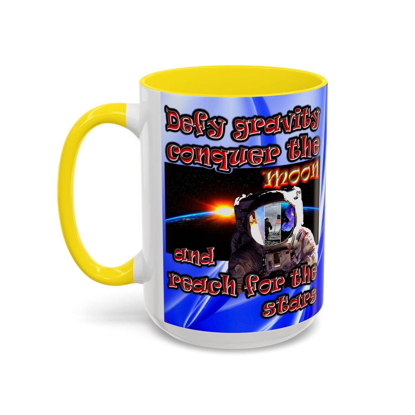 defy conquer reach - Accent Mug (blue-white wave)