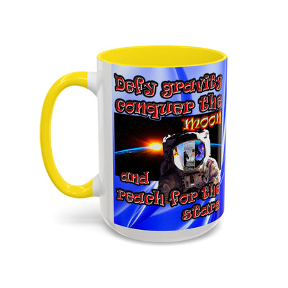 defy conquer reach - Accent Mug (blue-white wave)