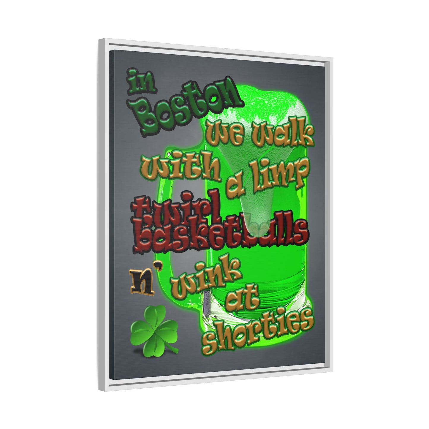 celtics logo - framed canvas art (grey-light grey)