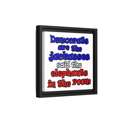 donkeys and elephants - framed canvas art (white)