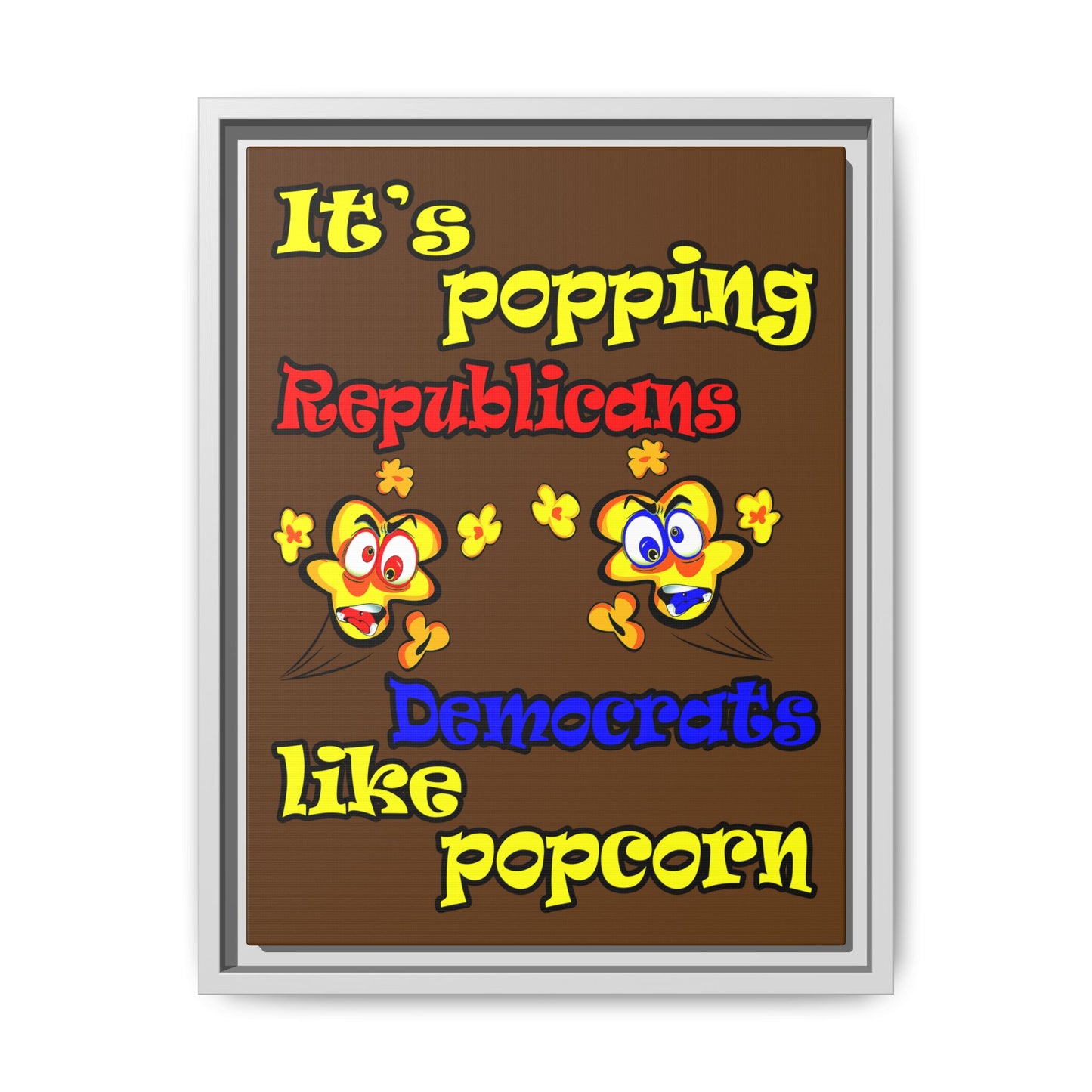 popping like popcorn - framed canvas art (brown)
