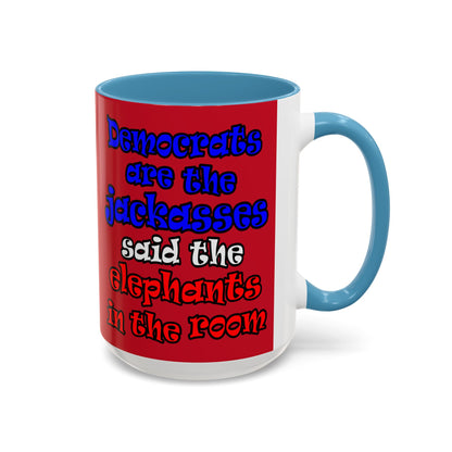 donkeys and elephants - Accent Mug (dark red)