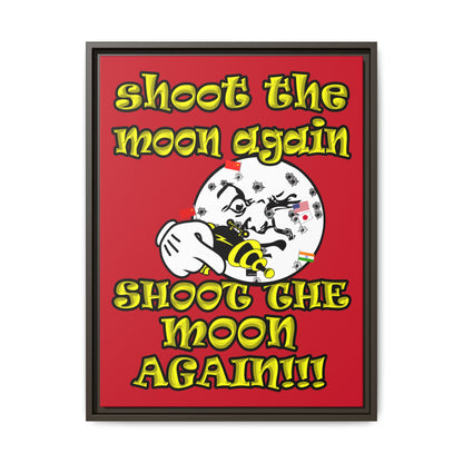 shoot the moon again - framed canvas art (dark red)