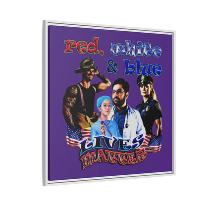 rw&b lives matter - framed canvas art (purple)