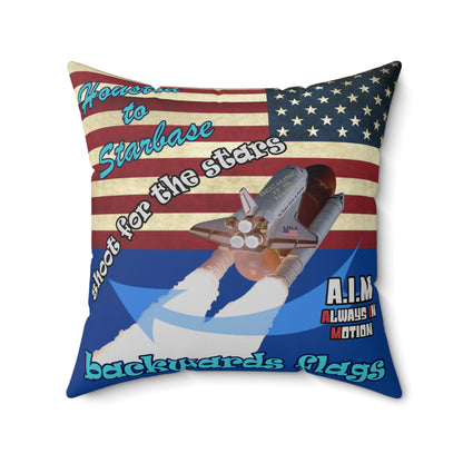 shoot for the stars - Spun Polyester Square Pillow - (dark blue)