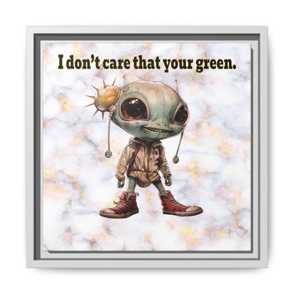 I don't care that your green - framed canvas art (white marble)