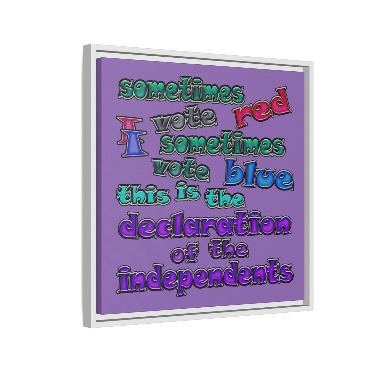 declaration of the independents - framed canvas art (light purple)