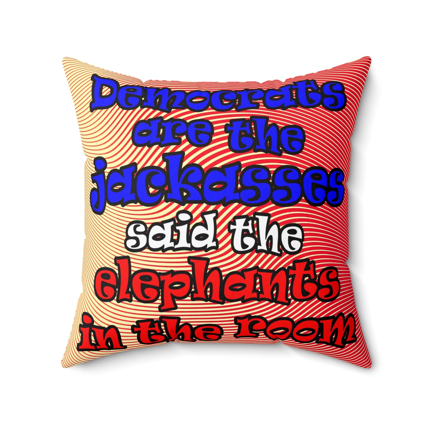 donkeys and elephants - Spun Polyester Square Pillow - (yellow-orange wave)