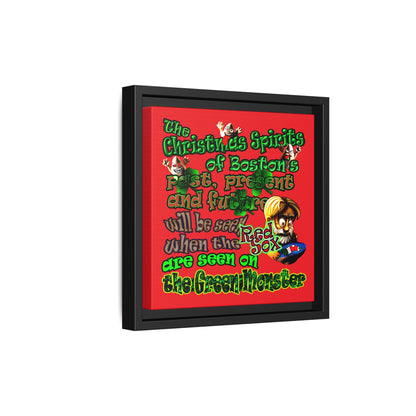 christmas spirits of boston - framed canvas art (red)