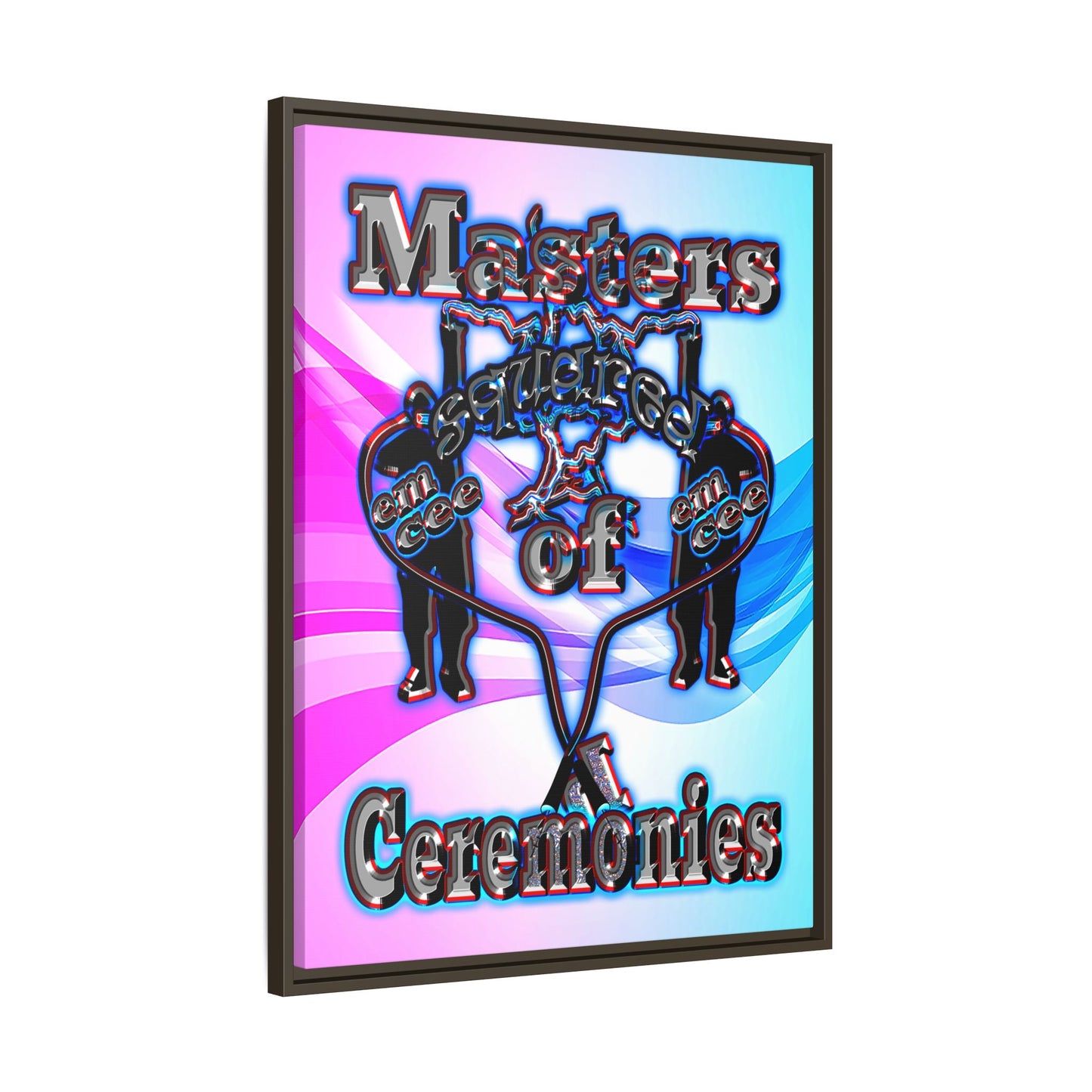 em cee squared - framed canvas art (light blue-pink wave)