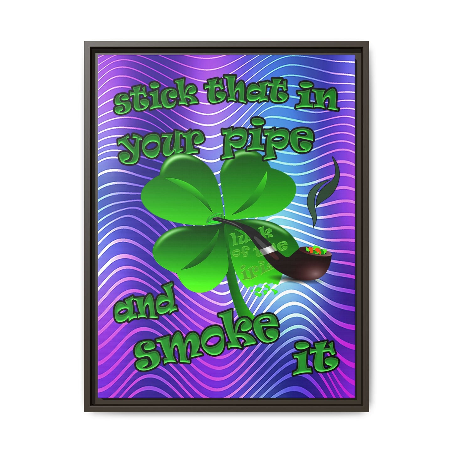 stick that in your pipe and smoke it - framed canvas art (purple wave)