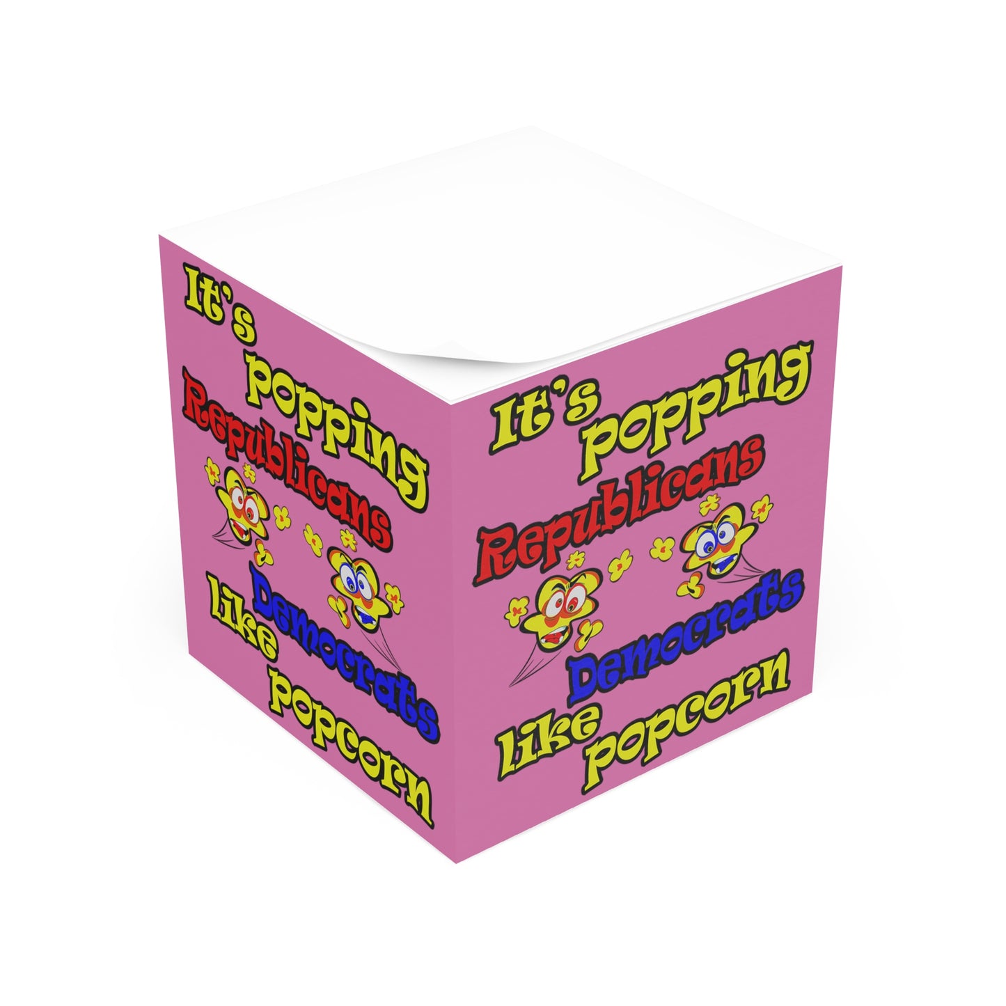 popping like popcorn - note cube (light pink)