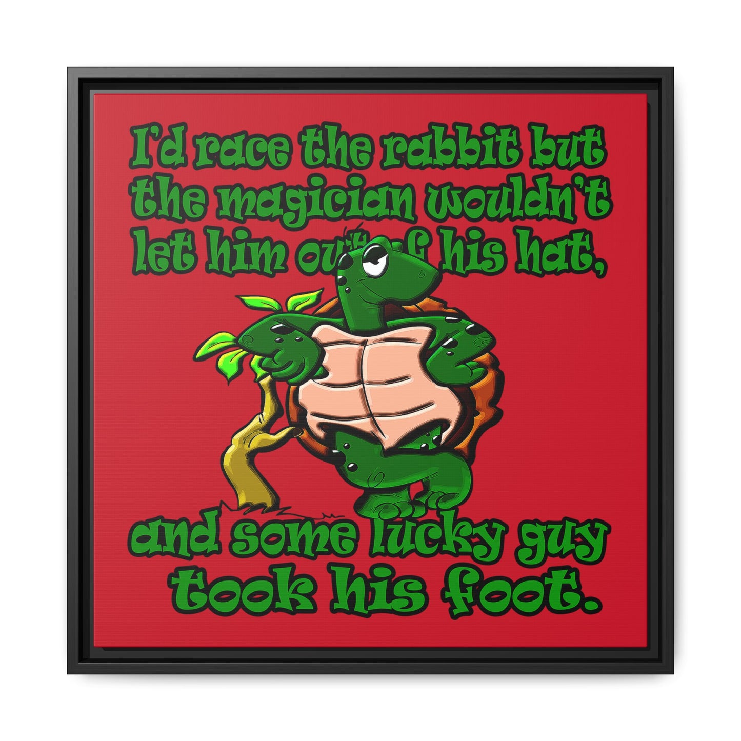 turtle race - framed canvas art (dark red)