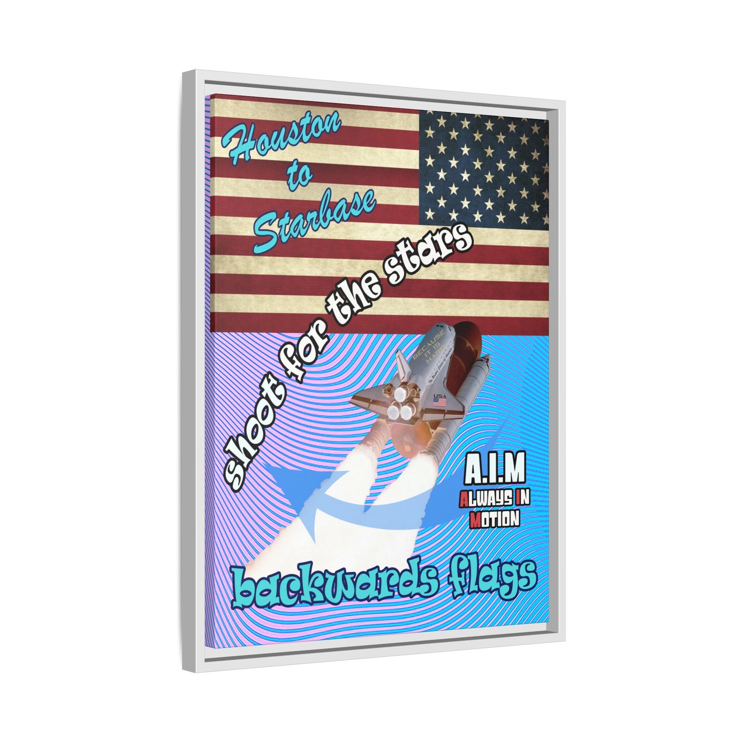 shoot for the stars - framed canvas art (light blue-purple wave)
