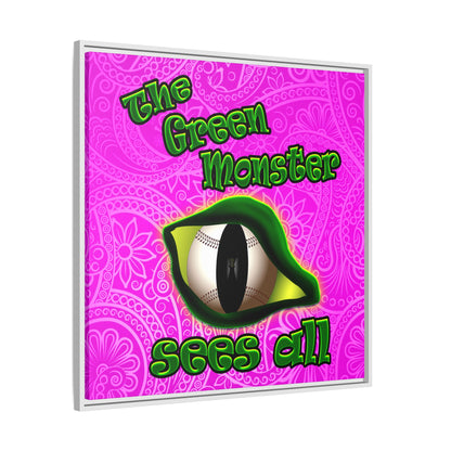green monster - framed canvas art (pink swirl)