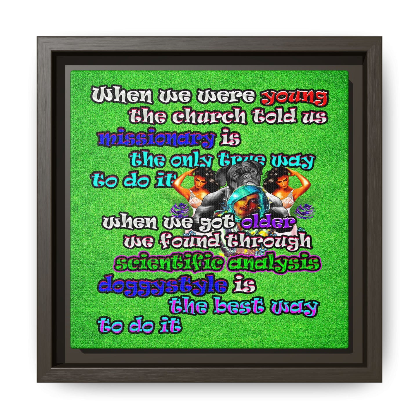 doggystyle - framed canvas art (green turf)