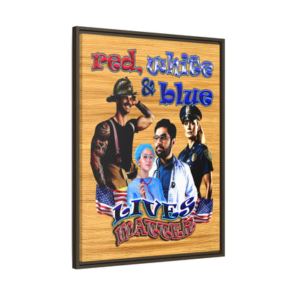 rw&b lives matter - framed canvas art (butterscotch wood finish)