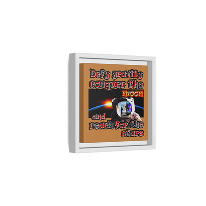defy conquer reach - framed canvas art (light brown)
