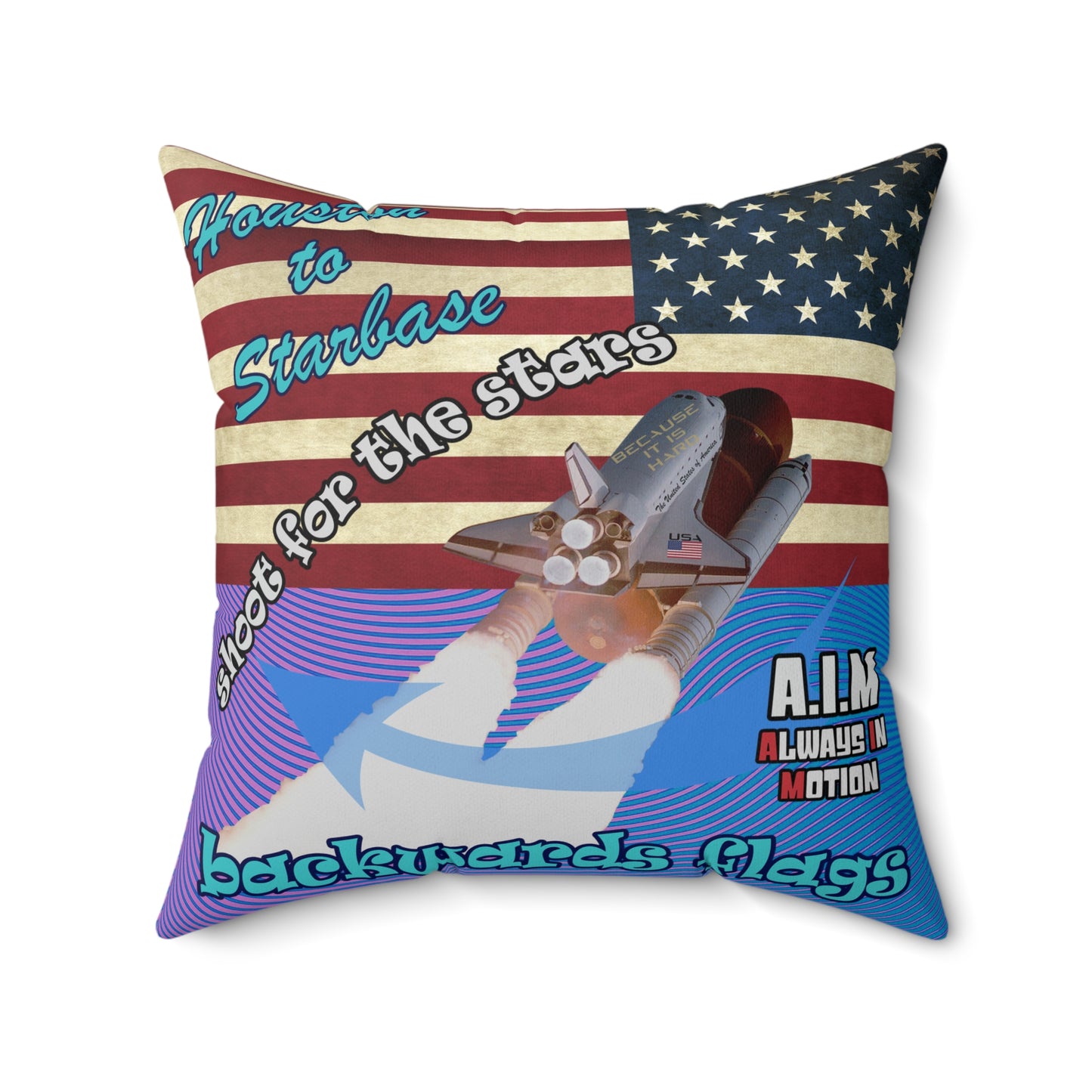 shoot for the stars - Spun Polyester Square Pillow - (light blue-purple wave)