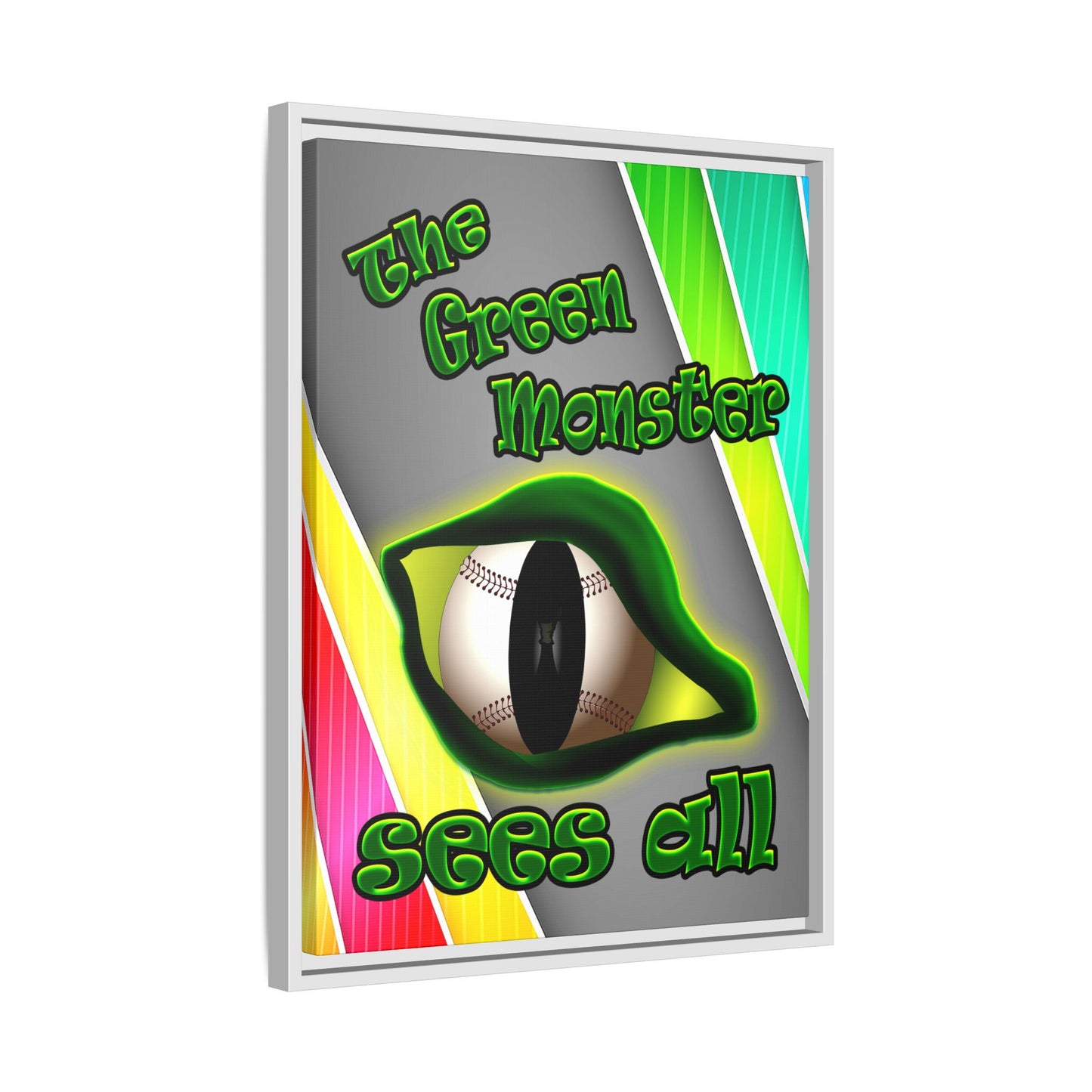 green monster - framed canvas art (rainbow split)