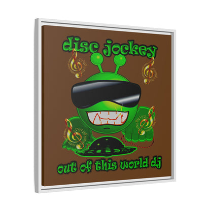 disc jockey - framed canvas art (brown)