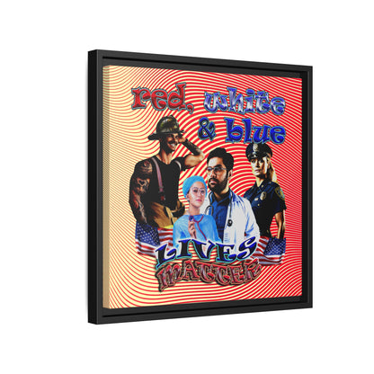 rw&b lives matter - framed canvas art (yellow-orange wave)