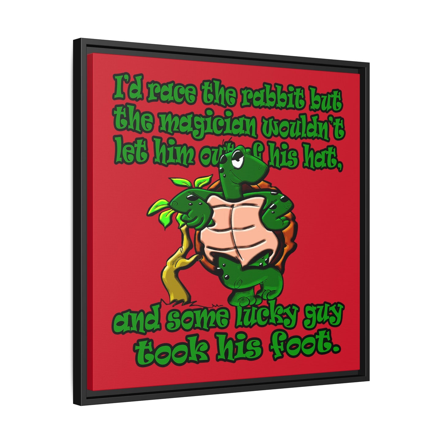 turtle race - framed canvas art (dark red)