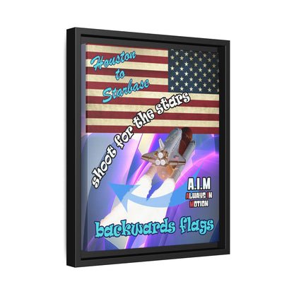 shoot for the stars - framed canvas art (grey-pink wave)