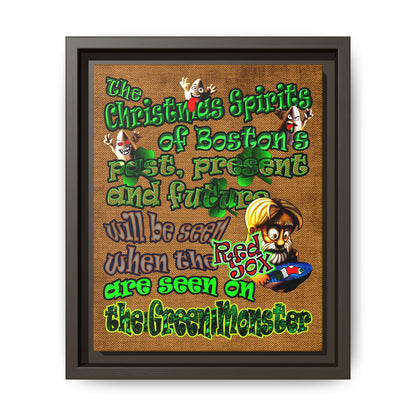 christmas spirits of boston - framed canvas art (brown papyrus)