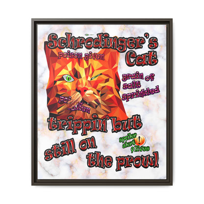 schrodinger's cat - framed canvas art (white marble)