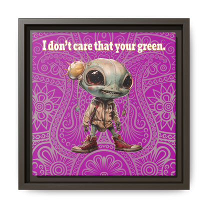 I don't care that your green - framed canvas art (pink swirl)