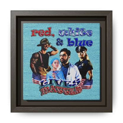 rw&b lives matter - framed canvas art (faded blue)