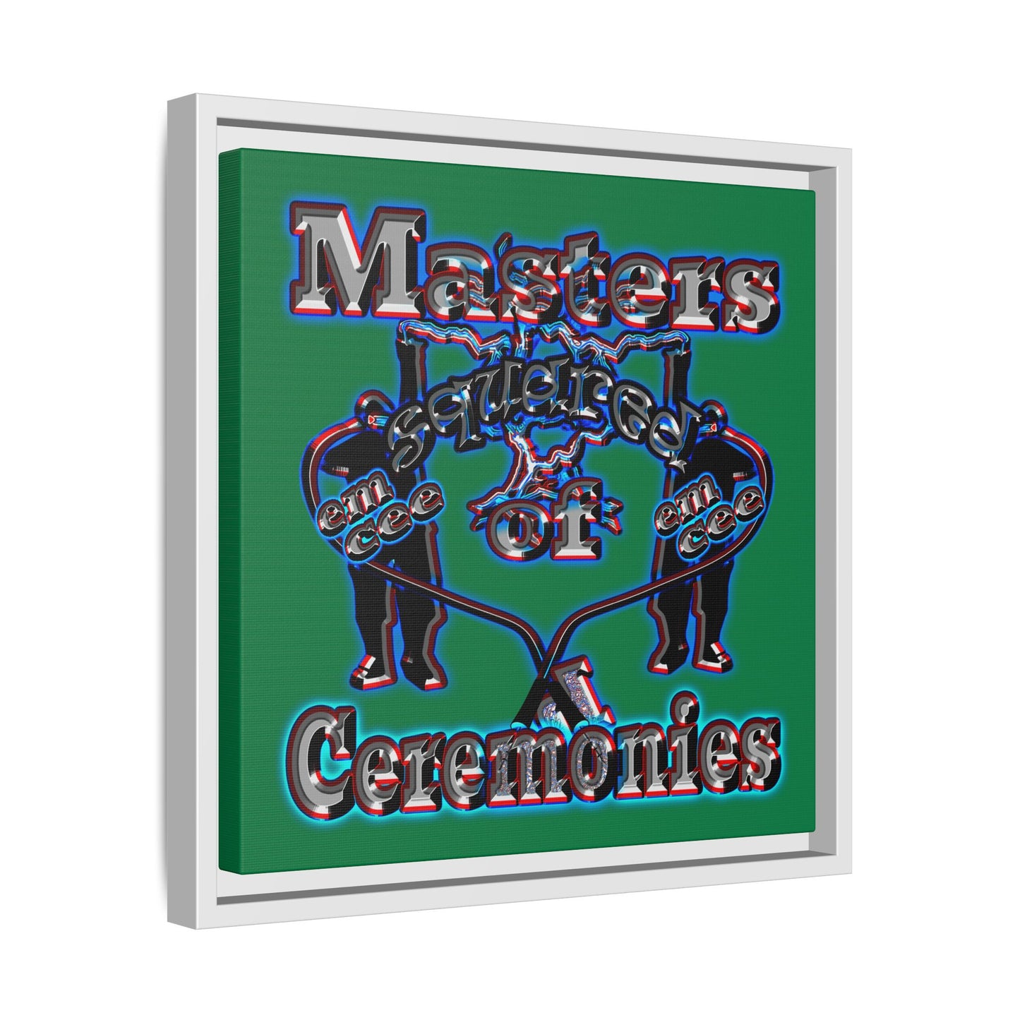 em cee squared - framed canvas art (dark green)
