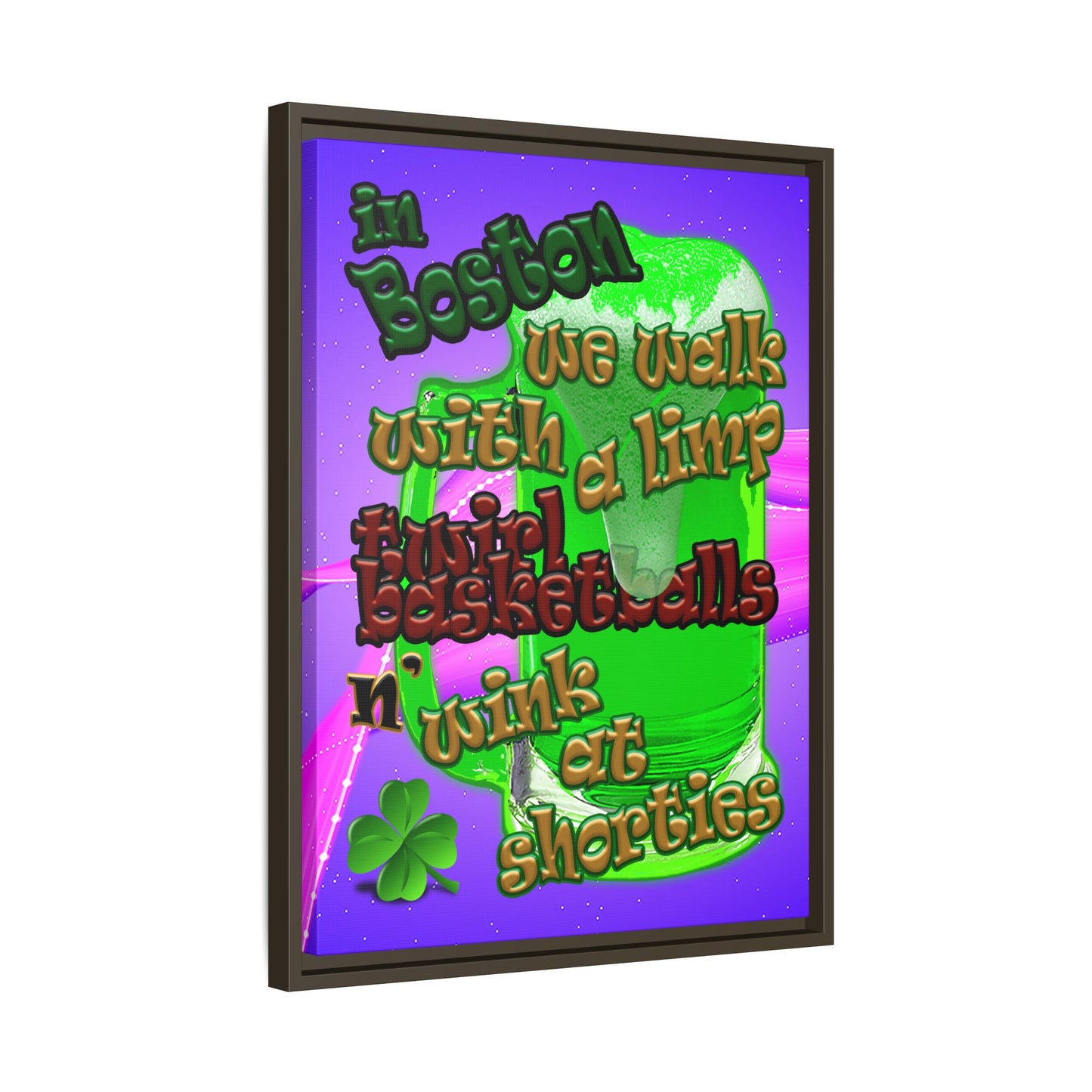 celtics logo - framed canvas art (purple-pink wave)