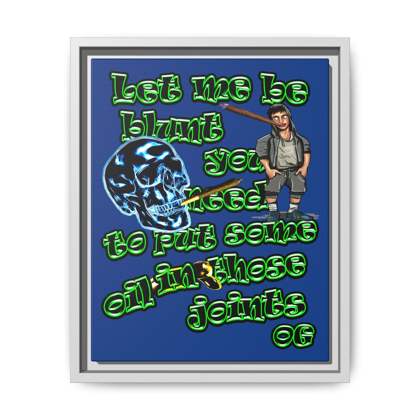 og - framed canvas art (dark blue)