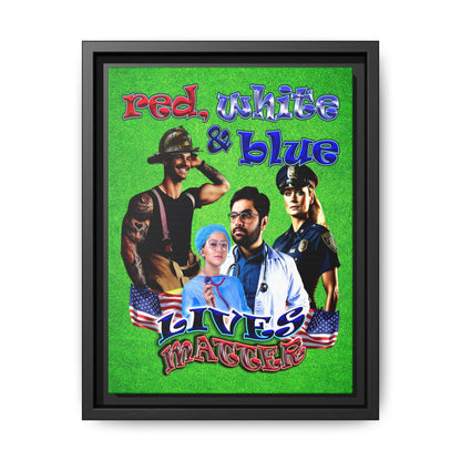 rw&b lives matter - framed canvas art (green turf)