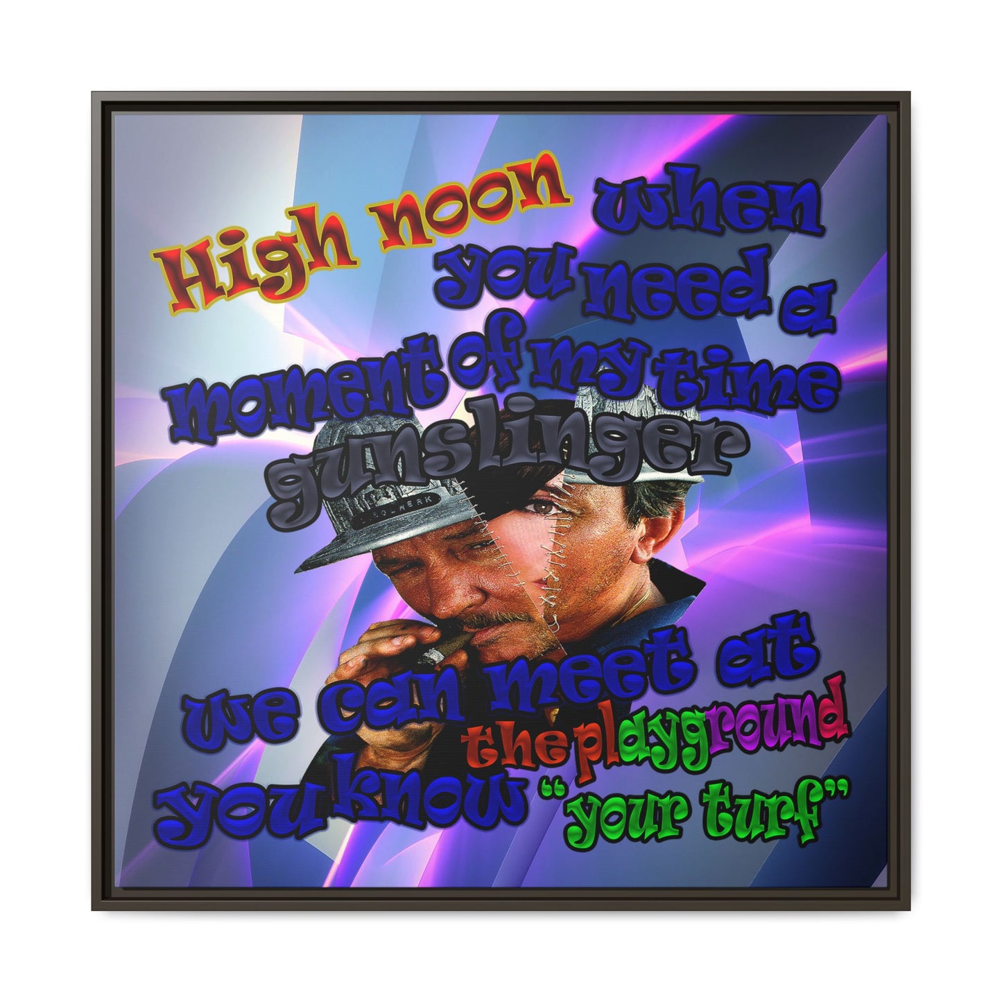 high noon - framed canvas art (grey-pink wave)