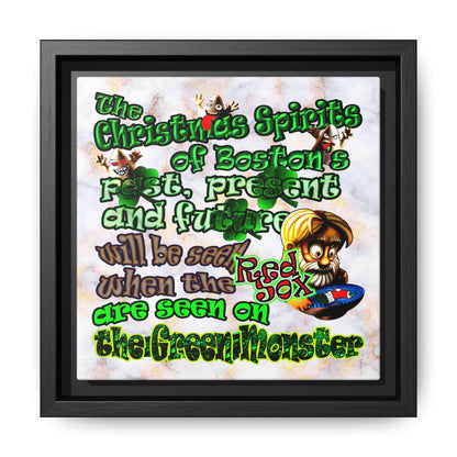 christmas spirits of boston - framed canvas art (white marble)