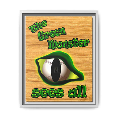 green monster - framed canvas art (butterscotch wood finish)