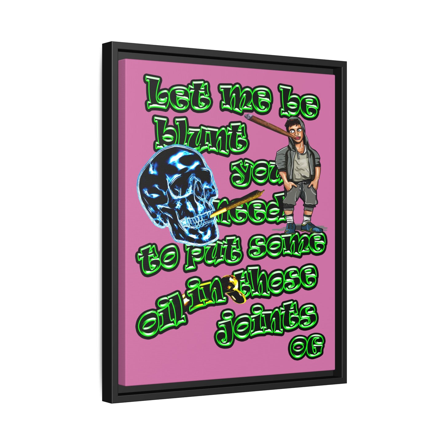 og - framed canvas art (light pink)