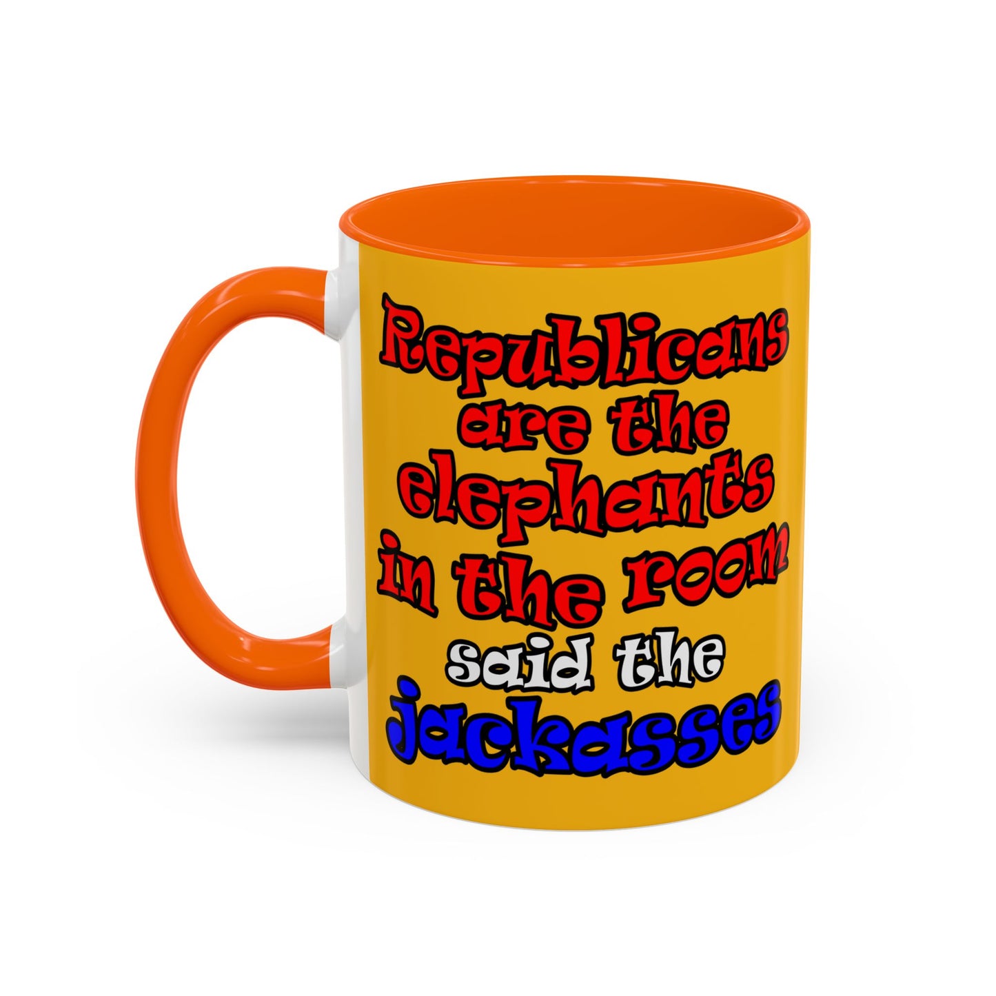 donkeys and elephants - Accent Mug (yellow)