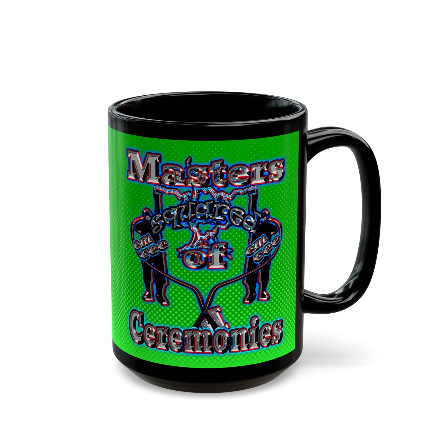 em cee squared - Black Mug (logo green)