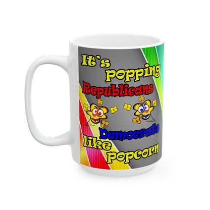 popping like popcorn - White Mug (rainbow split)