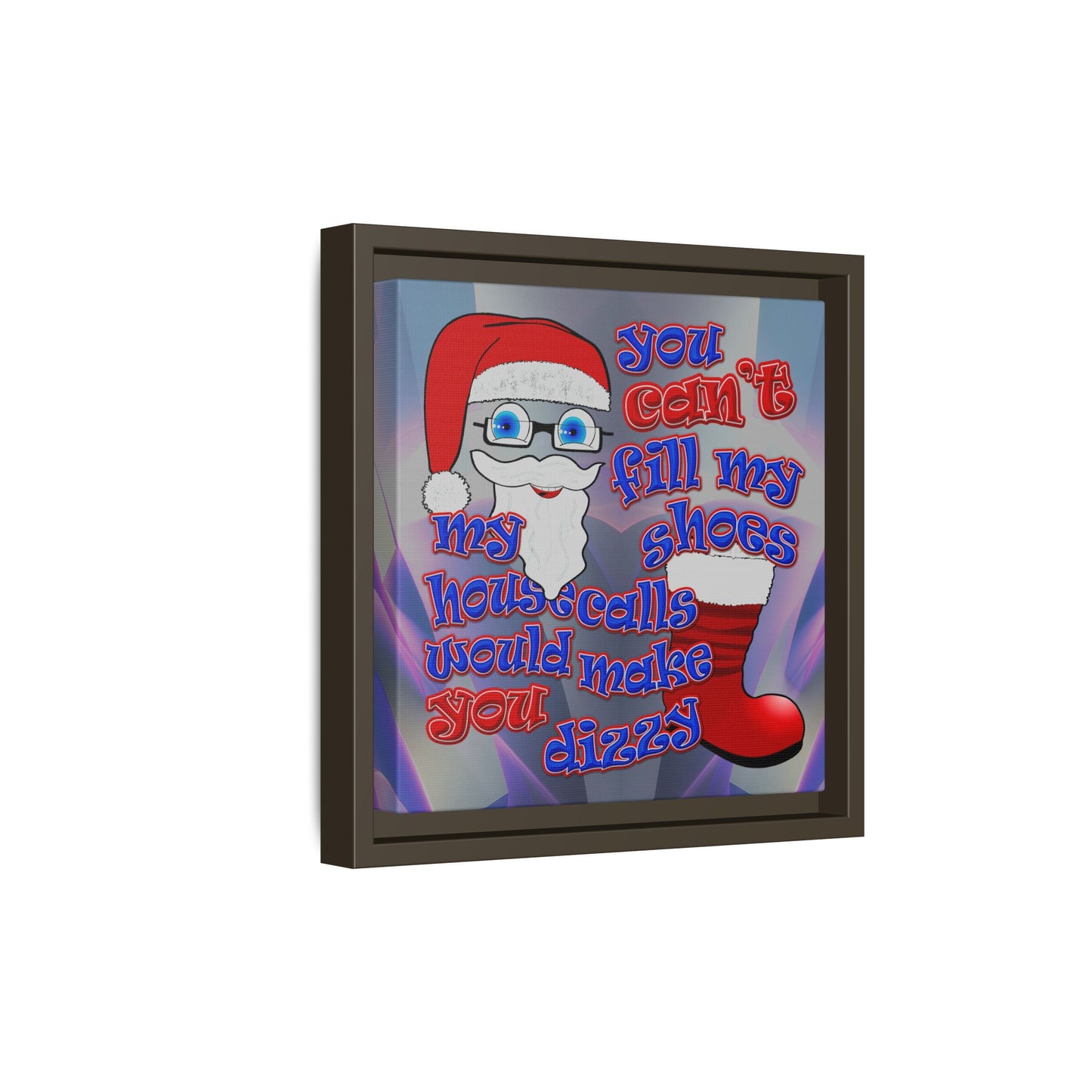 santa's shoes - framed canvas art (grey-pink wave)