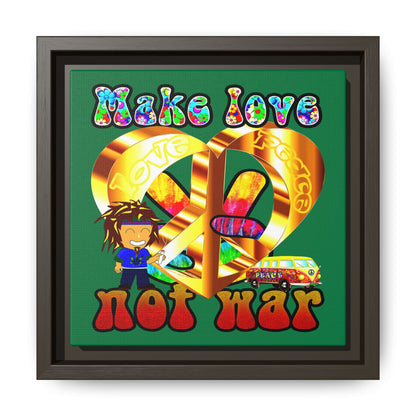 love peace - framed canvas art (dark green)
