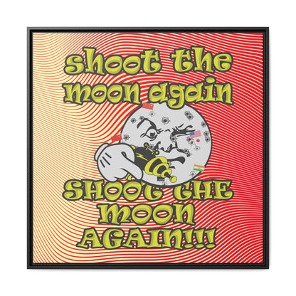 shoot the moon again - framed canvas art (yellow-orange wave)